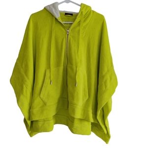 NWT ATM Anthony Thomas Melillo Oversized Hooded Poncho Sweater,Color Citron, S.
